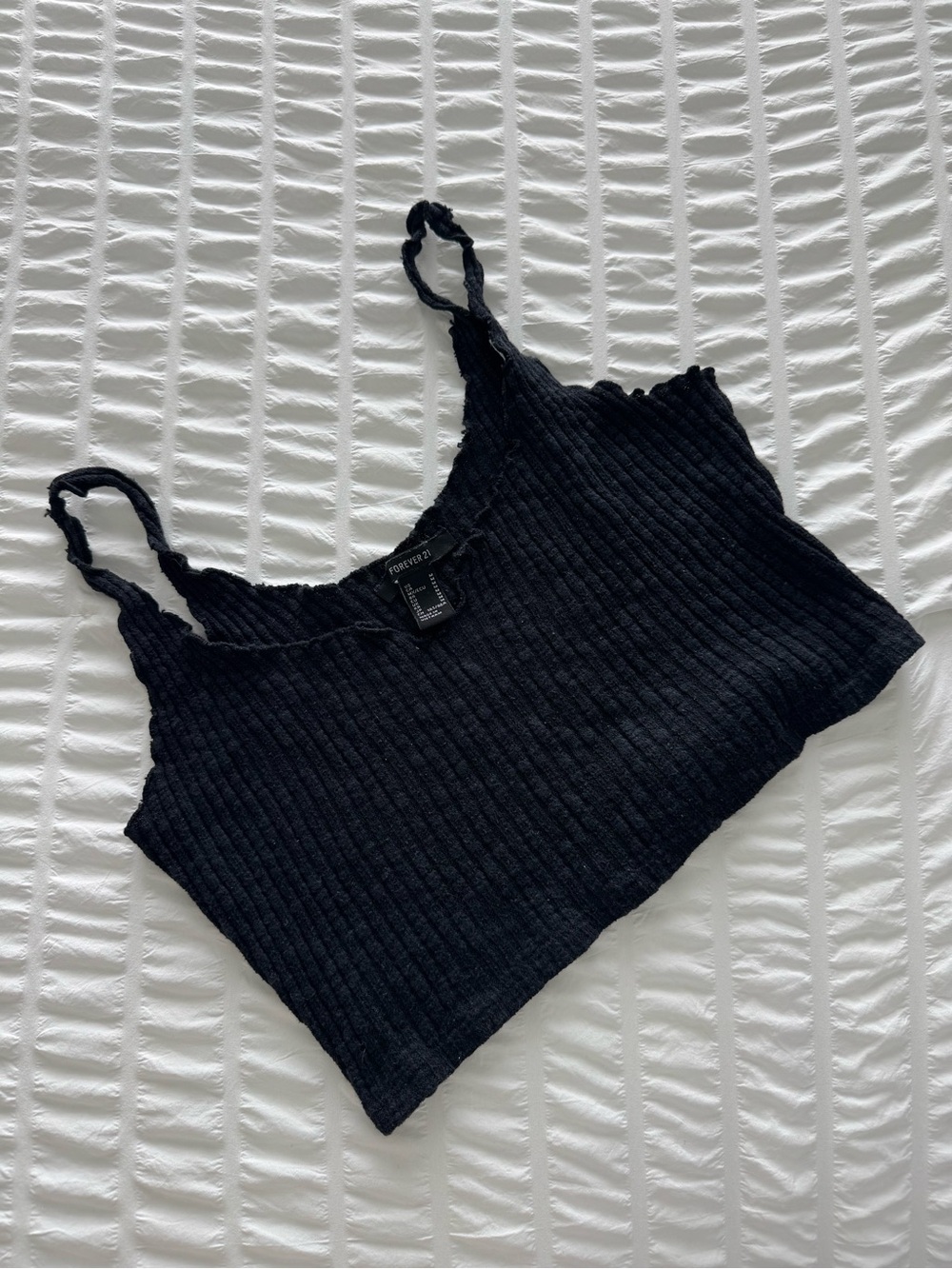 Forever 21 Black Ribbed Cropped Cami